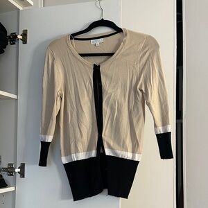 Joseph A Beige and Black Cardigan with White Trim